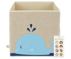 BIECO Storage Box for Kids Room | Whale Toy Storage Box | 33x33x33 cm, Fits Kallax Shelf, Toy Chests, Folding Boxes, Kids Baskets
