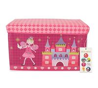 BIECO Storage Box with Lid | 60L, Foldable | Approx. 60x30x35cm | Toy Box with Lid | Kids Storage | Boxes Lids | Large | Changing Table Organiser Princess