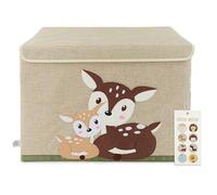 BIECO Storage Box with Lid | 65L Foldable | Approx. 36x36x51cm | Toy Box with Lid | Kids Storage | Boxes | Large | Changing Table Organiser | Deer Design