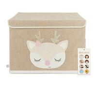 BIECO Storage Box with Lid | 65L Foldable | Approx. 36x36x51cm | Toy Box with Lid | Kids Storage | Boxes Lids | Large | Changing Table Organiser | Deer Ella