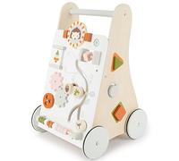 Bieco Wooden Baby Walker | 1 Year + | Multifunctional Walker Wagon | Supports Motor Skills | Rubber Wheels | Activity for Babies