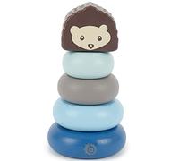 BIECO Wooden Stacking Tower Hedgehog | 13.5 cm, Blue | Baby Stacking Toy 1 Year + | 5-Piece Pyramid | Modern Game | Colourful Ring Tower | Baby Ring | Wooden Pyramid