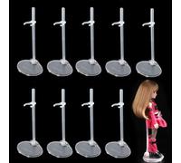 BieFuSin 10Pcs Doll Stands Display Holders, Transparent Plastic Doll Display Stand Support for 11 to 13 Inch Dolls, Adjustable Action Figure Stand Barbie Accessories for Dolls (10Pcs)