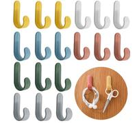 BieFuSin 24PCS Self Adhesive Hooks, J-Shape Plastic Hooks with Strong Sticky Back, Powerful Self Adhesive Hooks for General,No Drill Adhesive Wall Hooks for Home, Office, Bathroom, Kitchen