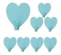 BieFuSin 8Pcs Cute Utility Wall Hooks,Command Hooks,Stainless Steel Strong Adhesive Heart Hooks for Bathroom (Blue)