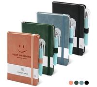 BieFuSin A6 Pocket Notebooks, 4PCS Hardcover Business Classic Ruled Lined Journals with 4 Black Pens for Work Office Journaling, Classic Ruled Mini Notepad with Dividers and Pen Holder,9 X 14cm