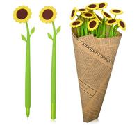 BieFuSin Sunflower Ballpoint Pens, Silicone Plants Shaped Pen, Personalised Pen Cute Floral Pens Bulk, Fancy Flower Party Favor Sunflower Gifts(12PCS) (Style 1)