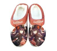 BIEGMAI Anime Slipper Game Character Cosplay Slippers - Klee/Kamisato Ayaka/Venti Printed Cartoon Shoes House Plush Slipper Fuzzy Warm Winter Casual Shoes (Hutao, average size)