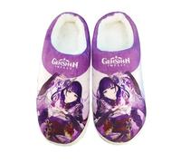 BIEGMAI Anime Slipper Game Character Cosplay Slippers - Klee/Kamisato Ayaka/Venti Printed Cartoon Shoes House Plush Slipper Fuzzy Warm Winter Casual Shoes (Raiden Shogun, average size)