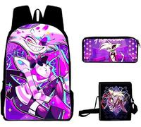 BIEGMAI Hazbin Hotel 3pcs Backpack Set - Anime Schoolbag 3D Printed Alastor School Bag Shoulder Bag Pencil Pouch Set, Cartoon Rucksack Bookbags Daypacks for Student Primary Middle School (Typ1)
