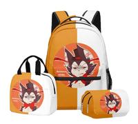 BIEGMAI Hazbin Hotel Backpack 3 Piece Set, Anime Backpack Single Lunch Bag Pencil Case Student Back to School Supplies Rucksack Casual Daypacks Travel Bag (Type 21, One Size)