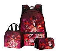 BIEGMAI Hazbin Hotel Backpack 3 Piece Set, Anime Backpack Single Lunch Bag Pencil Case Student Back to School Supplies Rucksack Casual Daypacks Travel Bag (Type 19, One Size)