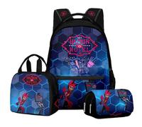 BIEGMAI Hazbin Hotel Backpack 3 Piece Set, Anime Backpack Single Lunch Bag Pencil Case Student Back to School Supplies Rucksack Casual Daypacks Travel Bag (Type 4, One Size)