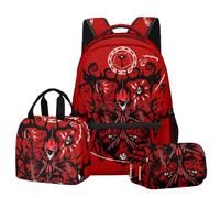 BIEGMAI Hazbin Hotel Backpack 3 Piece Set, Anime Backpack Single Lunch Bag Pencil Case Student Back to School Supplies Rucksack Casual Daypacks Travel Bag (Type 18, One Size)