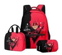 BIEGMAI Hazbin Hotel Backpack 3 Piece Set, Anime Backpack Single Lunch Bag Pencil Case Student Back to School Supplies Rucksack Casual Daypacks Travel Bag (Type 20, One Size)