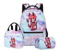 BIEGMAI Hazbin Hotel Backpack 3 Piece Set, Anime Backpack Single Lunch Bag Pencil Case Student Back to School Supplies Rucksack Casual Daypacks Travel Bag (Type 9, One Size)