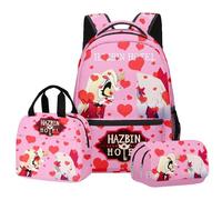 BIEGMAI Hazbin Hotel Backpack 3 Piece Set, Anime Backpack Single Lunch Bag Pencil Case Student Back to School Supplies Rucksack Casual Daypacks Travel Bag (Type 7, One Size)