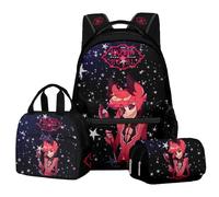 BIEGMAI Hazbin Hotel Backpack 3 Piece Set, Anime Backpack Single Lunch Bag Pencil Case Student Back to School Supplies Rucksack Casual Daypacks Travel Bag (Type 8, One Size)