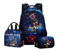 BIEGMAI Hazbin Hotel Backpack 3 Piece Set, Anime Backpack Single Lunch Bag Pencil Case Student Back to School Supplies Rucksack Casual Daypacks Travel Bag (Type 2, One Size)