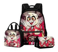BIEGMAI Hazbin Hotel Backpack 3 Piece Set, Anime Backpack Single Lunch Bag Pencil Case Student Back to School Supplies Rucksack Casual Daypacks Travel Bag (Type 12, One Size)