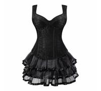 BIEGMAI Women's Plus Size Halloween Costumes - Basque Bustier Corset Top & Tutu Skirt Set | Festive Party Outfit (Black, 5XL)