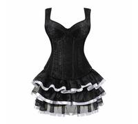 BIEGMAI Women's Plus Size Halloween Costumes - Basque Bustier Corset Top & Tutu Skirt Set | Festive Party Outfit (Blackwhite, S)
