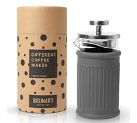 BIELIMARTI French Press Coffee Maker, 350 ml, Borosilicate Glass, Thermal Silicone Sleeve, French Press, Plunger Coffee Maker (Grey)