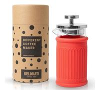 BIELIMARTI French Press Coffee Maker, 350 ml, Borosilicate Glass, Thermal Silicone Sleeve, French Press, Plunger Coffee Maker (Red)