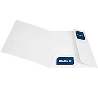 Biella Premium offer and presentation folder PEARL #1 for DIN A4 folder with transparent pocket open at the top 2 flaps and business card punching white for company presentations SWISS MADE