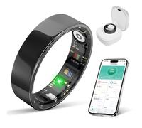 BIEMHA Smart Health Ring for Women and Men，IP68 Water Resistance, No Subscription Fee, Compatible with iPhone and Android Devices. (Black, 11)