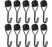 BieMian 10 Pcs Extra Strong Magnetic Hooks Heavy Duty, 11 lbs Black 180 Degree Swing Magnet Hooks for Hanging in Camping Kitchen Cruise Ship Essentials Van Accessories