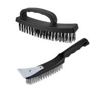 BieMian 2 PcsWire Brushes for Cleaning, 4 Rows Carbon Steel Wire Brush Set and Hand Wire Brush for Rust Removal Brushes, with Ergonomic Handle, for Rust Remover Scrubber and Cleaning