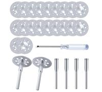 BieMian 20 Pcs 22mm Diamond Cutting Wheel Cut Off Discs, for Dremel Diamond Cutting Discs for Dremel Rotary Tool, for Stone Glass Cutting Disks, with 4 Pcs 3mm Mandrel