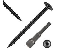 BieMian 30Pcs 6.3x150mm Structural Wood Screws, Black Decking Screws with Washer Head & T30 Star Drive - Heavy Duty Rust Resistant Construction Screws