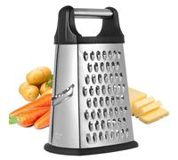 BieMian Cheese Grater with Container and Lid, Food Graters for Kitchen, Cheese Shredder, Stainless Steel Vegetable Chopper for Home Ginger Fruit Chocolate Grater (Black Cheese Grater)