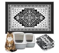 Bienbee Cat Litter Mat, 2PCS 33"x22" Washable Litters Box Mats Non-Slip &Waterproof Cat Litters Trapping Mats Easy to Clean Mat for Litter Box Less Waste Protects Floors Black L