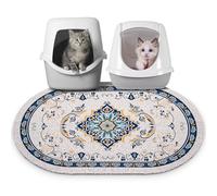 Bienbee Cat Litter Mat, 33" x 22" Large Size Litter Box Mat Rug with Non-Slip Bottom, Easy to Clean Cat Supplies Accessories Essentials for Indoor Kitty Kitten Floor, Blue L