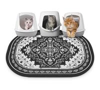 Bienbee Cat Litter Mat, 40" x 30" Jumbo Size Litter Box Mat Rug with Non-Slip Bottom, Easy to Clean Cat Supplies Accessories Essentials for Indoor Kitty Kitten Floor, Black XL