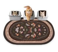 Bienbee Cat Litter Mat, 40" x 30" Jumbo Size Litter Box Mat Rug with Non-Slip Bottom, Urine and Water Proof, Easy to Clean Cat Supplies Essentials for Indoor Kitty Kitten Floor,Brown Mushrooms XL