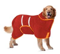 Bienbee Dog Bathrobe, Quick Drying Super Absorbent Dog Robes for After Bath, Warm Keeping Dogs Towel, Dogs Bath Supplies, Bright Red XL