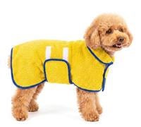 Bienbee Dog Bathrobe, Quick Drying Super Absorbent Pet Robes for Small Medium Large Dogs, Drying Coat for After Bath & Swim, Warm & Cozy Dogs Towels, Dog Puppy Bath Supplies, Yellow S