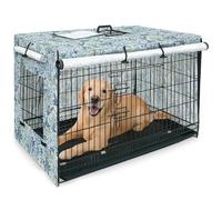Bienbee Dog Crate Cover, 24 inches Windproof Crate Covers for Dog Cages Breathable Dogs Kennel Covers Double Sided Zipper Cages Cover for Wire Cage Indoor Outdoor Protection,Cyan Flower Branch