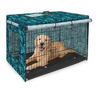 Bienbee Dog Crate Cover, 30 inches Windproof Crate Covers for Dog Cages Breathable Dogs Kennel Covers Double Sided Zipper Cages Cover for Dogs Wire Cage Indoor Outdoor Protection,Green Plants