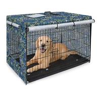 Bienbee Dog Crate Cover, 36 inches Windproof Crate Covers for Dog Cages Breathable Dogs Kennel Covers Double Sided Zipper Cages Cover for Wire Cage Indoor Outdoor Protection,Green and Yellow Geometry