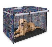 Bienbee Dog Crate Cover, 36 inches Windproof Crate Covers for Dog Cages Breathable Dogs Kennel Covers Double Sided Zipper Cages Cover for Wire Cage Indoor Outdoor Protection,Blue and Red Geometry