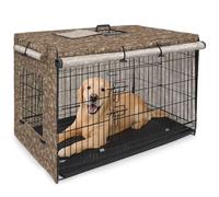 Bienbee Dog Crate Cover, 36 inches Windproof Crate Covers for Dog Cages Breathable Dogs Kennel Covers Double Sided Zipper Cages Cover for Wire Cage Indoor Outdoor Protection,Brown