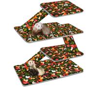 Bienbee Ferret Cage Liner Set for Ferret Nation & Critter Nation Cage, Waterproof Ferrets Cage Accessories for Small Animals Rats Chinchillas Hedgehogs Ferrets(Green Mushroom, Double Unit Combo)