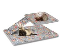 Bienbee Ferret Cage Liner Set for Ferret Nation & Critter Nation Cage, Waterproof Ferrets Cage Accessories for Small Animals Rats Chinchillas Hedgehogs Ferrets(Gray Mushroom,Single Unit Combo)