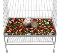 Bienbee Ferret Cage Liner Set for Ferret Nation & Critter Nation Cage, Waterproof Ferrets Cage Accessories for Small Animals Rats Chinchillas Hedgehogs Ferrets(Green Mushroom,Bottom Pan Liner)