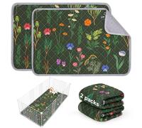 Bienbee Guinea Pig Bedding, 2 Pack 24" x 18" Reusable Guinea Pig Cage Liner Waterproof and Absorbent Small Animal Bedding Washable Guinea Pig Pee Pads for Small Pet Hamster Rabbit Squirrel, Green